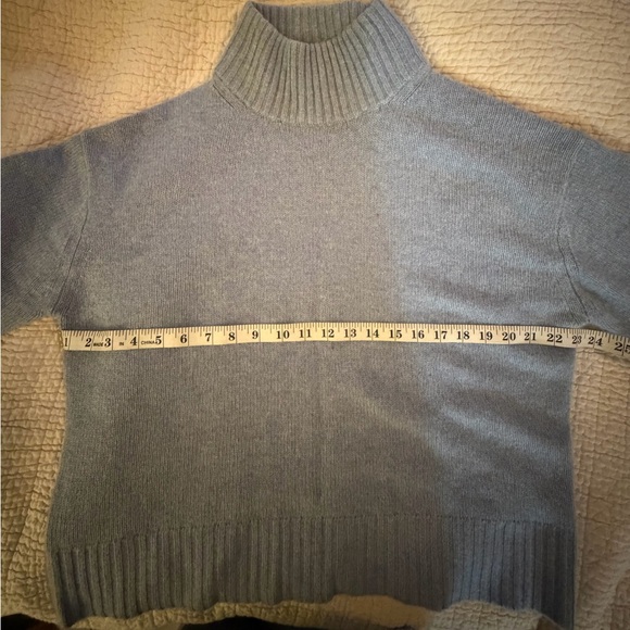 360 Cashmere Blue Mock Neck Sweater | Medium - Picture 9 of 11